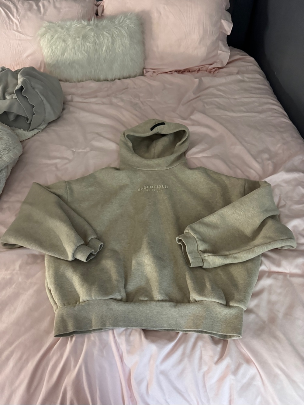 ESSENTIALS Women's Cowl Neck Sweatshirt in Light Olive
